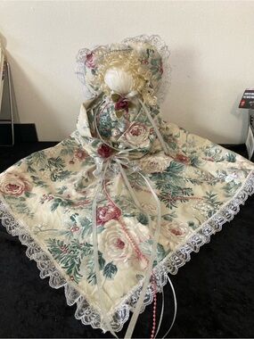 Christmas Angel Floral Lace Large Handcrafted Weighted Shelf Sitter